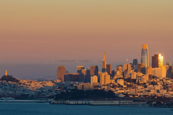 The San Francisco skyline at dawn